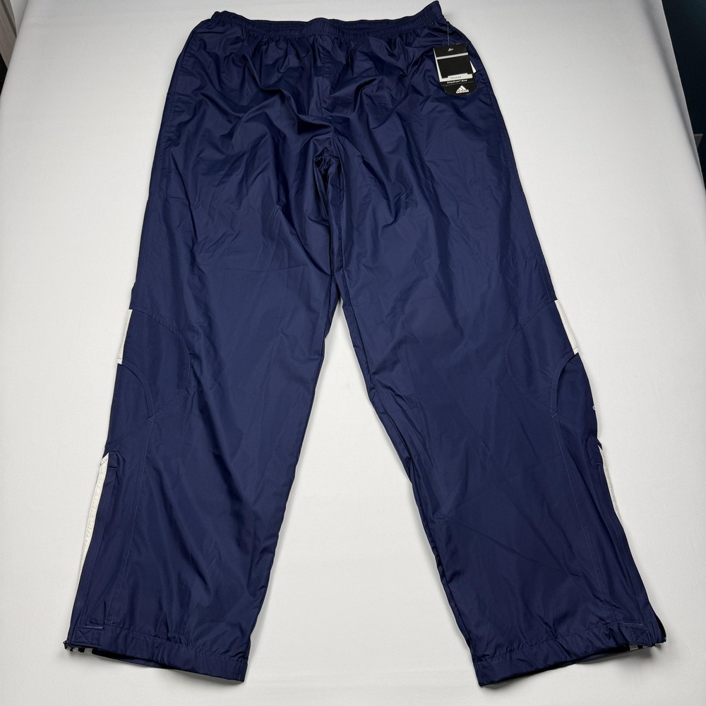 Y2K Adidas ClimaProof Wind Pants Mens 2XL Blue Track Elastic Waist Lined